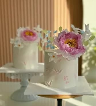 Bánh kem hoa mẫu đơn giấy gạo hồng Ann Home