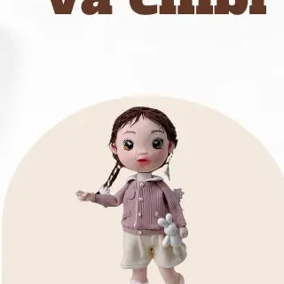 Tượng chibi fondant tóc tết, áo hồng của Ann Home