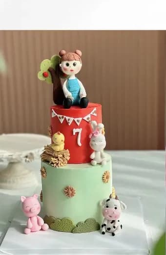 Bánh kem 2 tầng tạo hình thú nông trại số 7