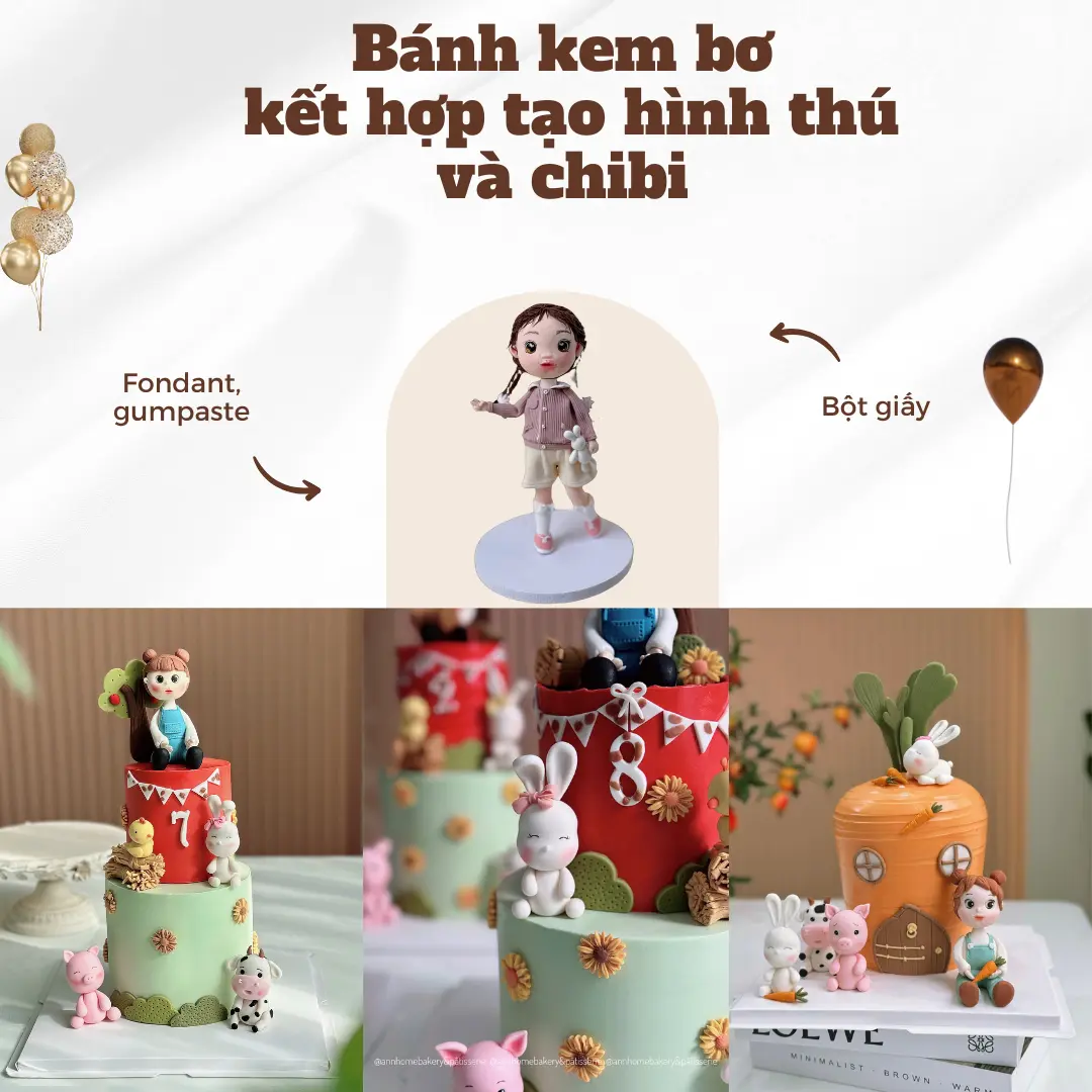 Bánh kem bơ tạo hình thú & chibi